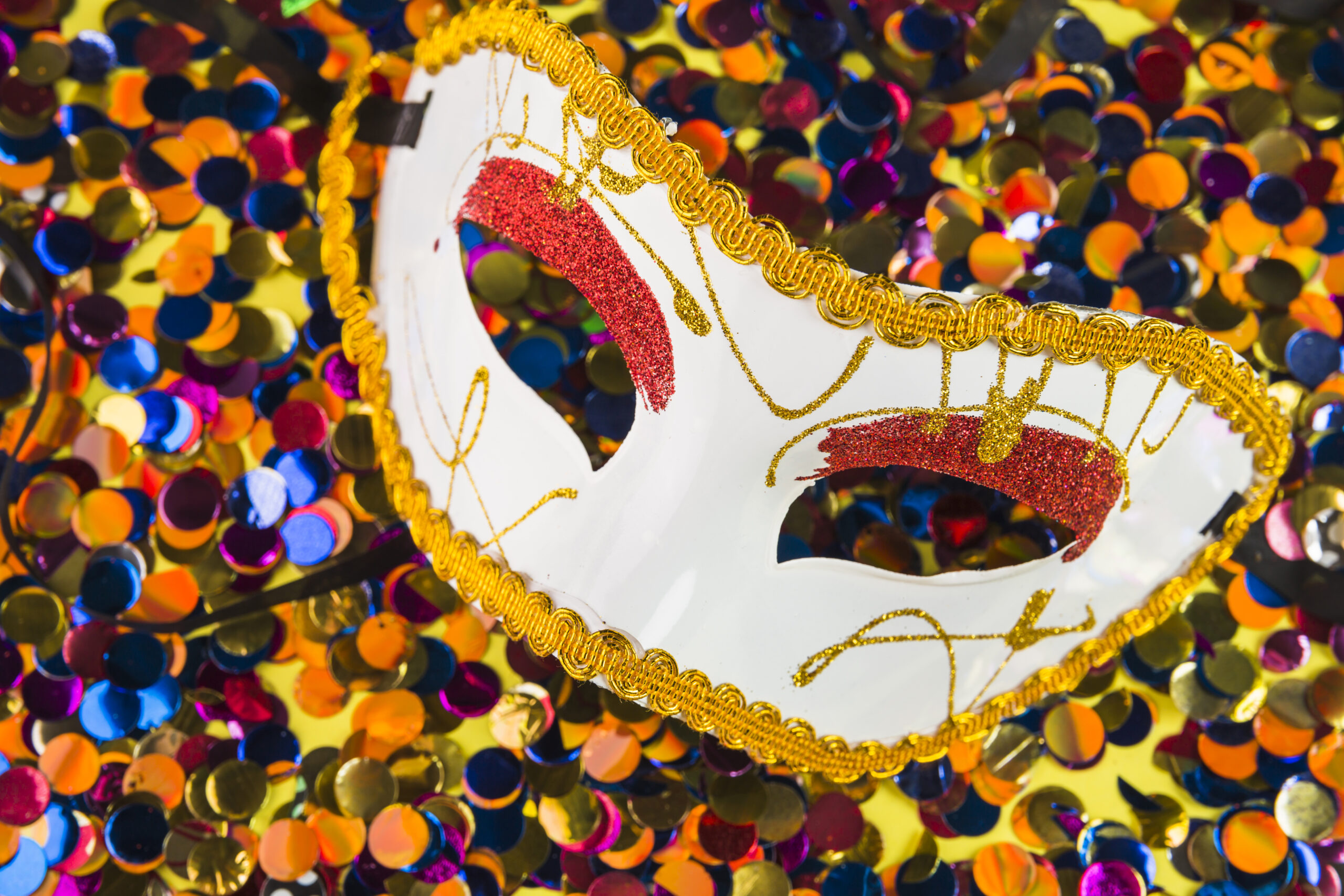 colorful carnival composition with masks scaled