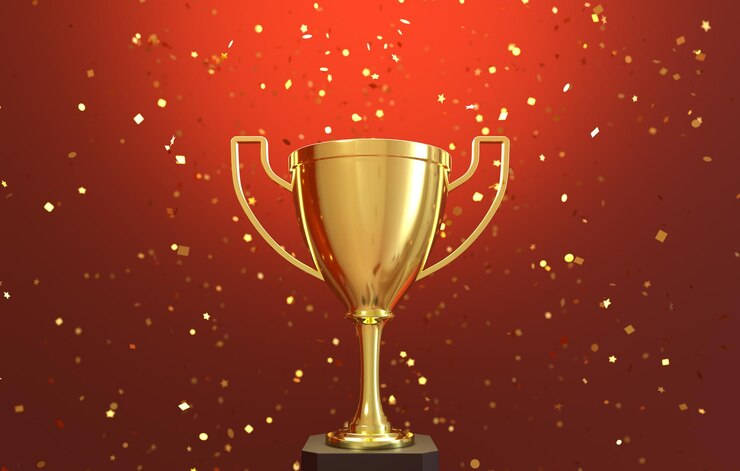 golden trophy with falling golden confetti 35913 3131