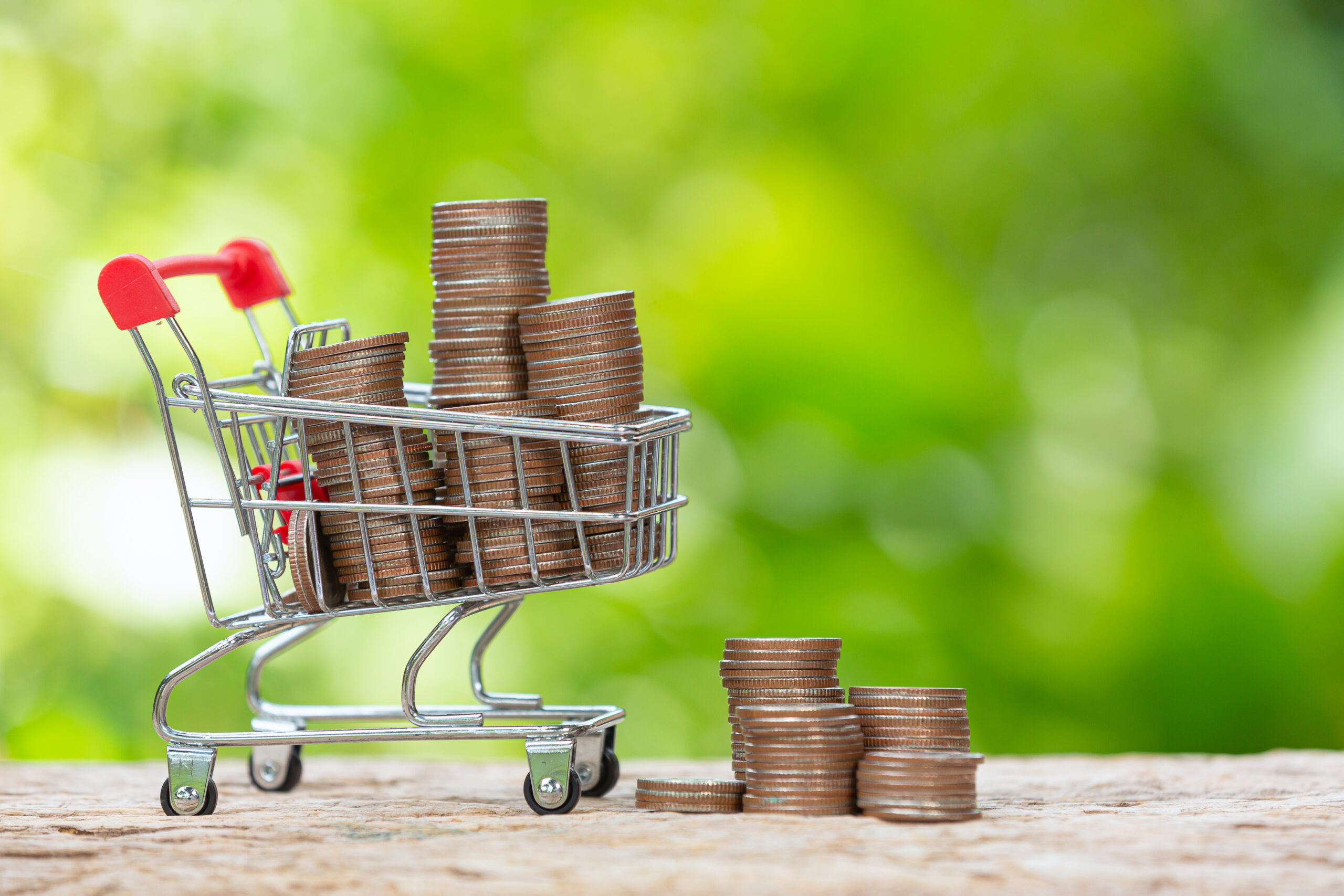 world habitat day close up picture little cart which full coins scaled