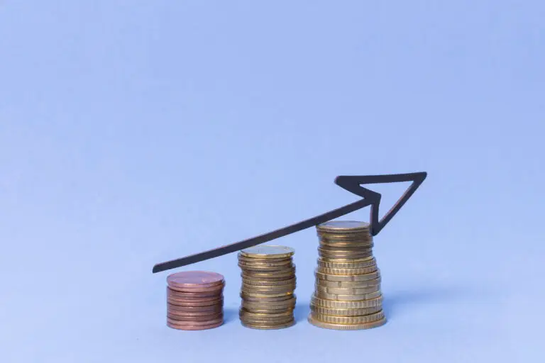 piles coin money with drawn arrow