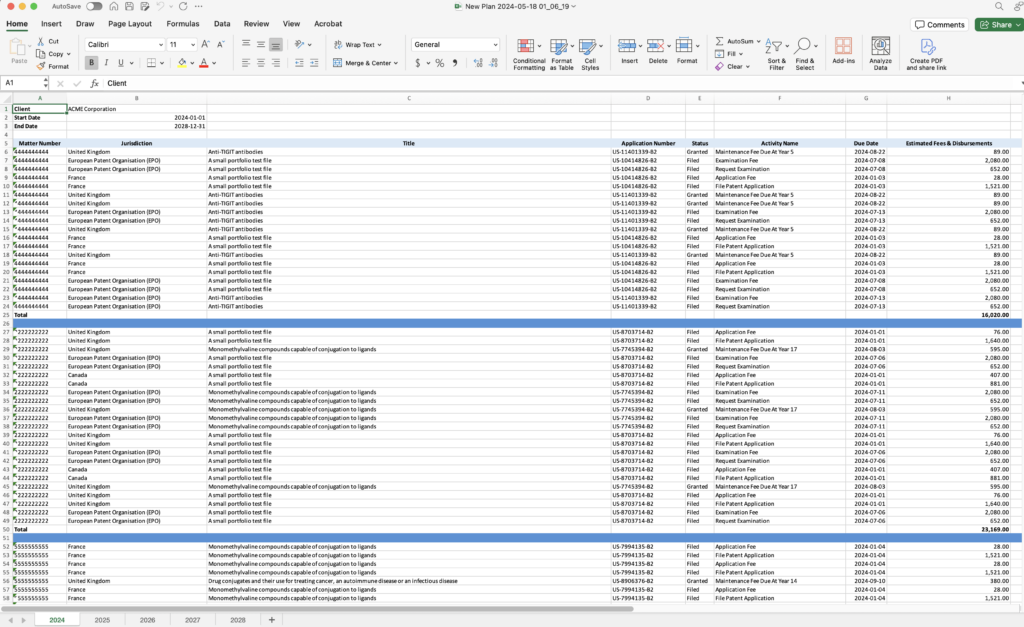 detailed export