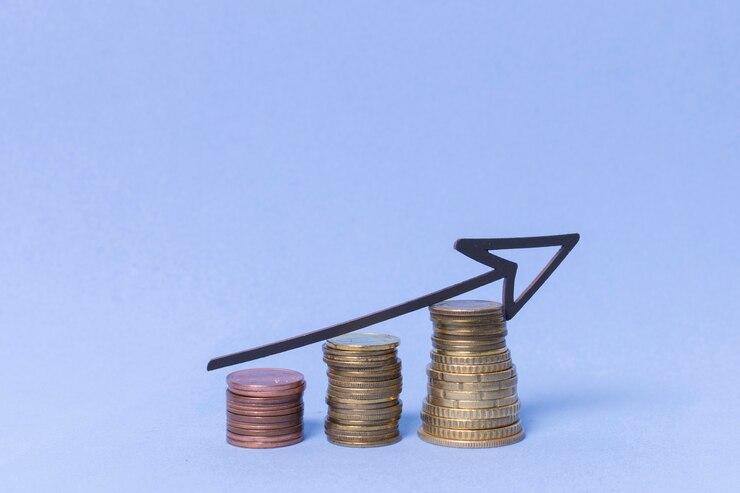 piles coin money with drawn arrow 23 2148445423