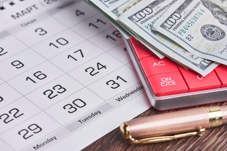 calculator us dollars monthly calendar pay day last day concepts 197463 2493