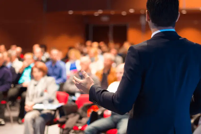 Speaking in front of crowd at IP conferences