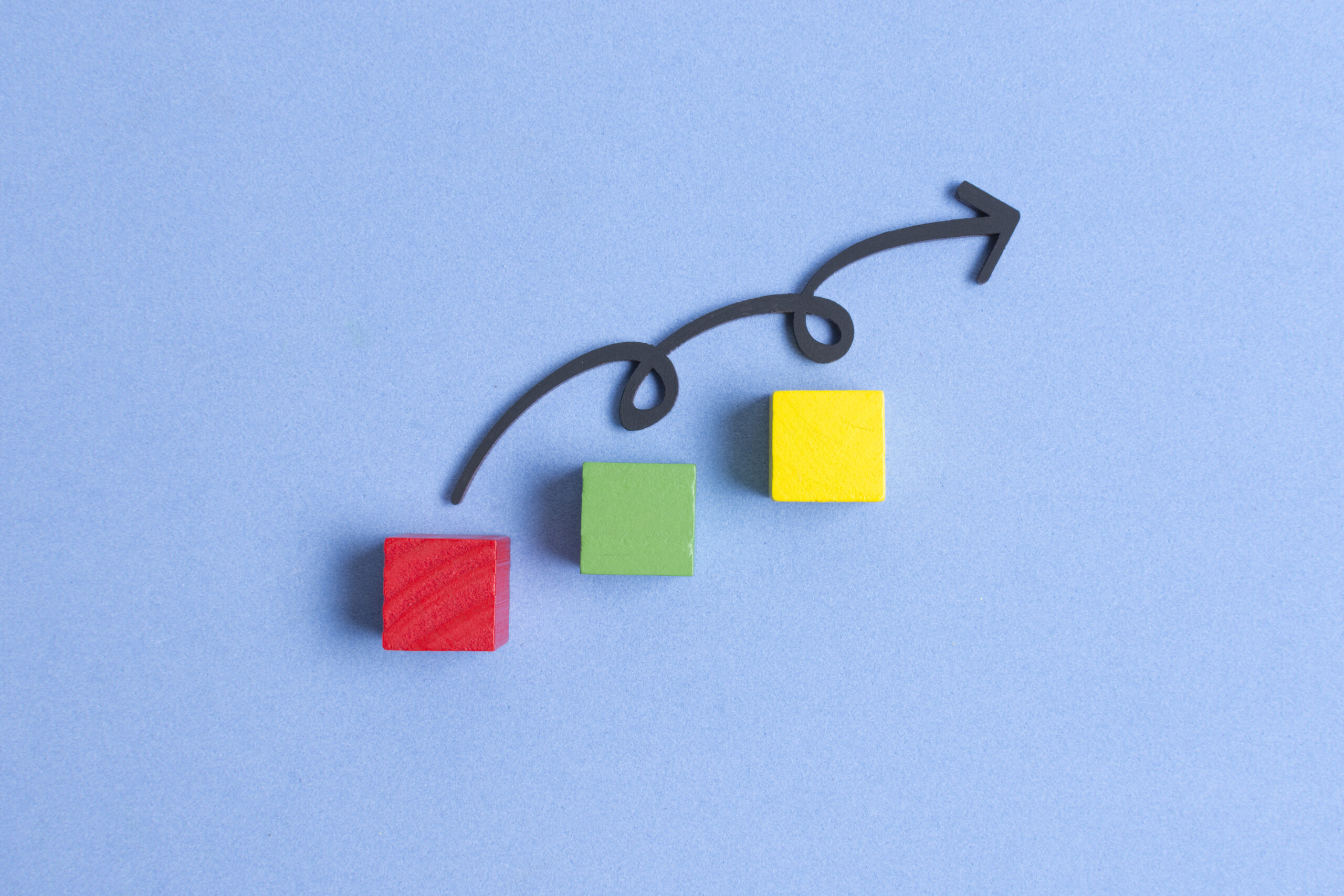 curvy line jumping colourful cubes scaled