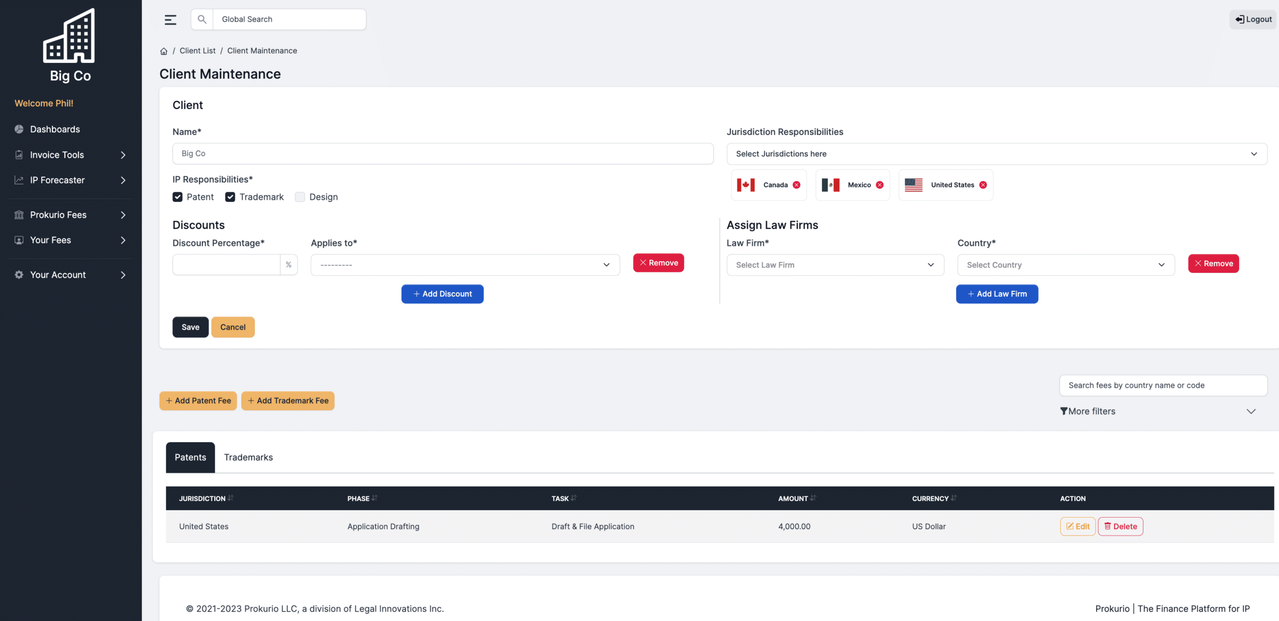 New Client Screen