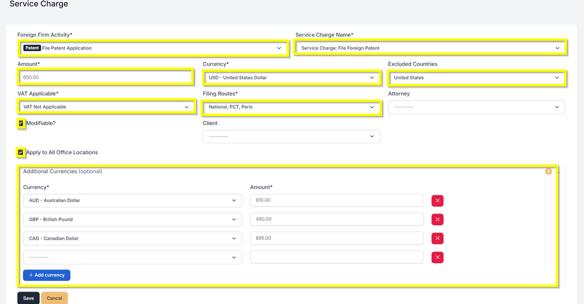 - Prokurio Patent Service Charge Example