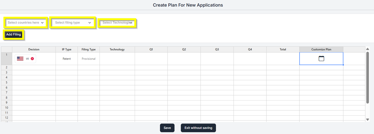 New Application Add Filling