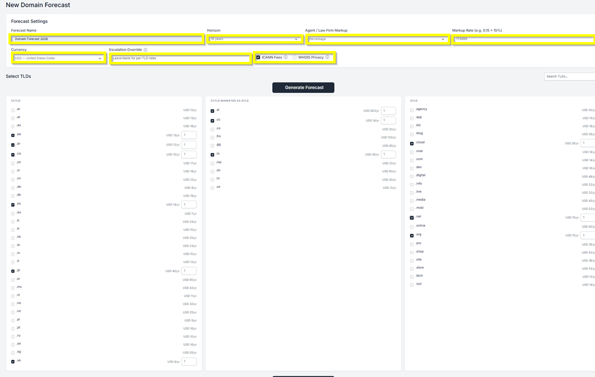Domain Forecast Name